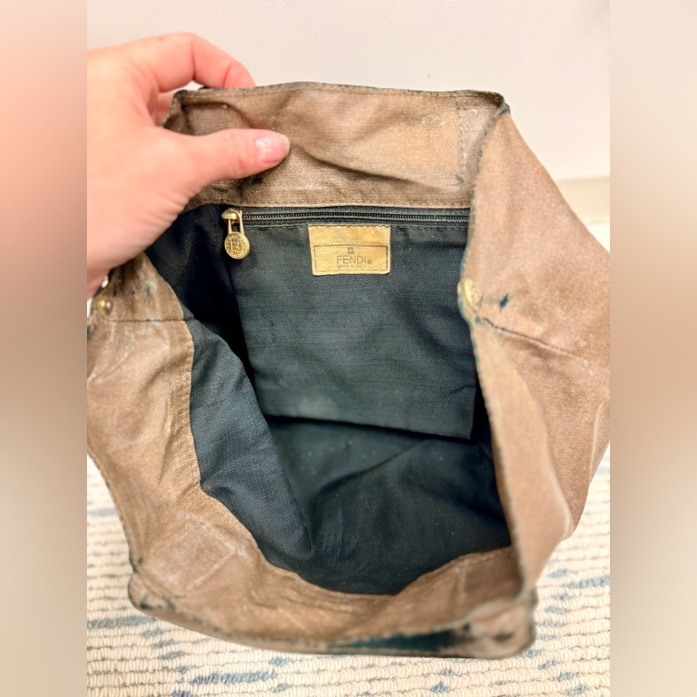 FENDI Vintage Rare Roma 1925 Brown Coated Canvas Palazzo Bucket Tote Handbag - Picture 11 of 16